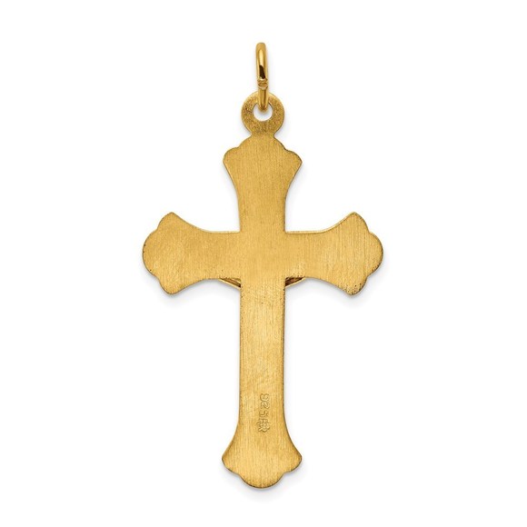 Million Charms 925 Sterling Silver & 24k Gold -plated INRI Crucifix Pendant - Picture 4 of 4